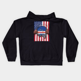 Cape Verde Flag American Flag Ripped - Gift for Cape Verdean From Cape Verde Kids Hoodie